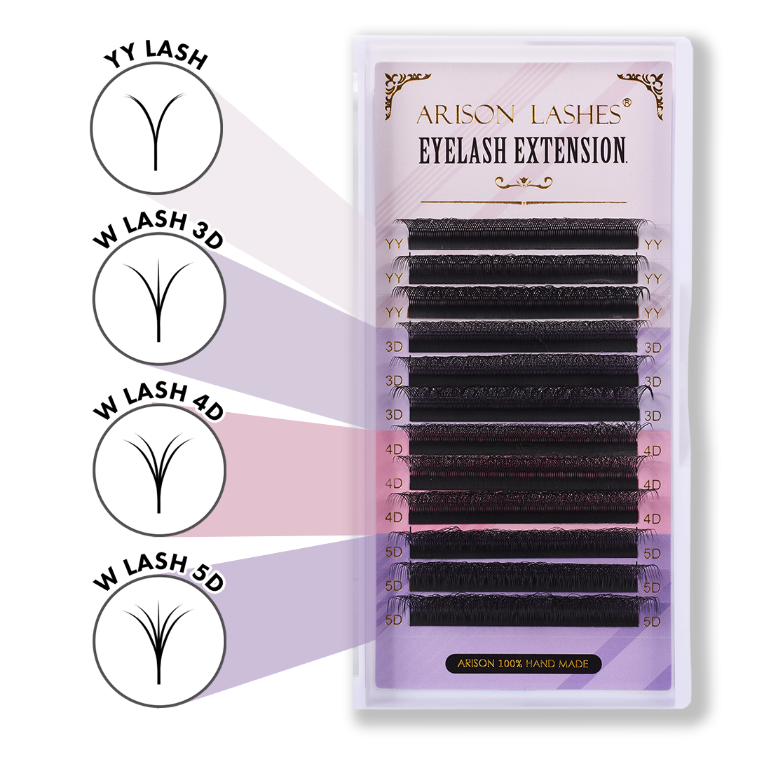 ARISON LASHES® YY and W Lash Extensions Mixed Tray